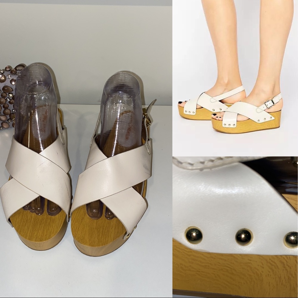 Sam Edelman Bentlee Wood Effect Flatform Heeled Sandals - Picture 1 of 11
